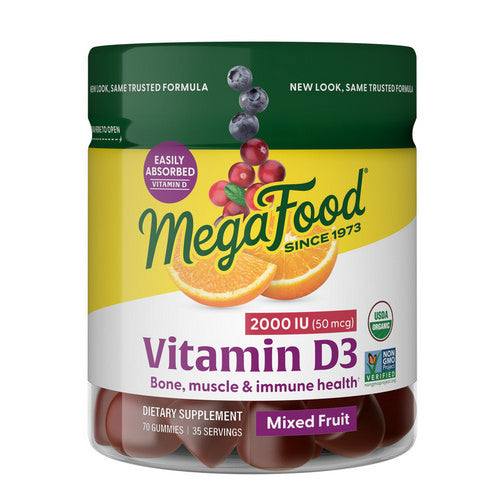 MegaFood, D3 Wellness, 1000 IU, Mixed Fruit, 70 Gummies