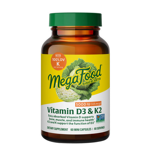 MegaFood, Vitamin D3 with K & K2, 5000 IU 60 Caps