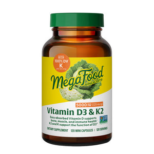 MegaFood, Vitamin D3 with K & K2, 5000 IU 120 Caps