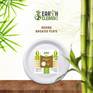 10" Round Bagasse Plates Premium 750 Pack by Earth Cleanse