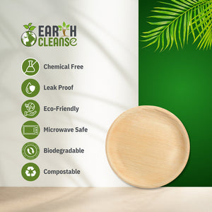 12" Round Areca Palm Leaf Plate Premium 250 Pack by Earth Cleanse