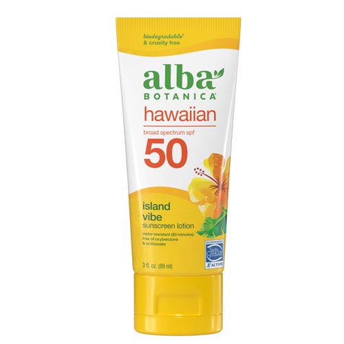 Alba Botanica, Hawaiian Sunscreen Island Vibe Sunscreen Lotion SPF 50, 3 Oz