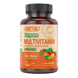 Deva Vegan Vitamins, Vegan Multivitamin And Mineral Supplement Iron Free, 90 Tab