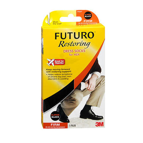 3M, Futuro Restoring Dress Socks For Men Over The Calf Black Firm, Extra Large each