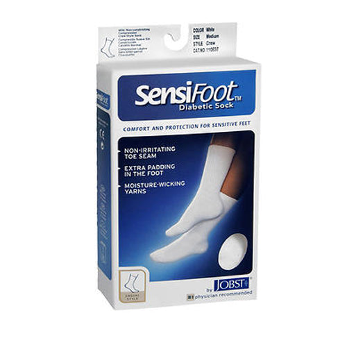 Jobst, Jobst Sensifoot Mens And Womens Crew Style Diabetic White Socks, Medium each