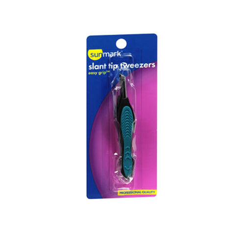 Sunmark, Sunmark Easy Grip Slant Tip Tweezers, 1 each