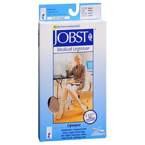 Jobst, Jobst Opaque Compression Stockings 15-20 Closed Toe Knee Highs Silky Beige, 1 Pair