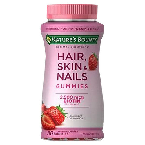 Nature's Bounty, Optimal Solutions Hair-Skin & Nails, Strawberry Flavored Gummies 80 Each