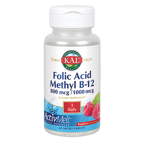 Kal, Folic Acid & B-12 ActivMelt, Raspberry 60 Tabs