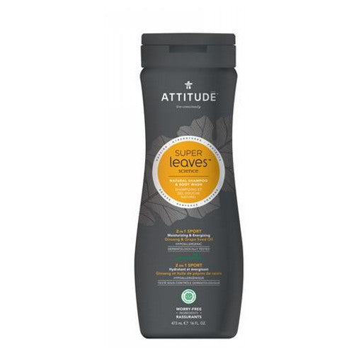 Attitude, Natural Shampoo & Body Wash, 2 in1 Sports Men 15.9 Oz