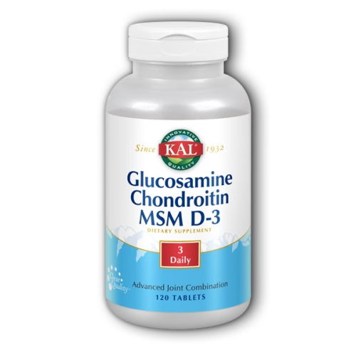 Kal, Glucosamine Chondroitin MSM with D-3, 120 Tabs