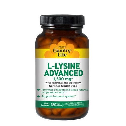 Country Life, L-Lysine Advanced, 1500mg, 180 Veggi Caps