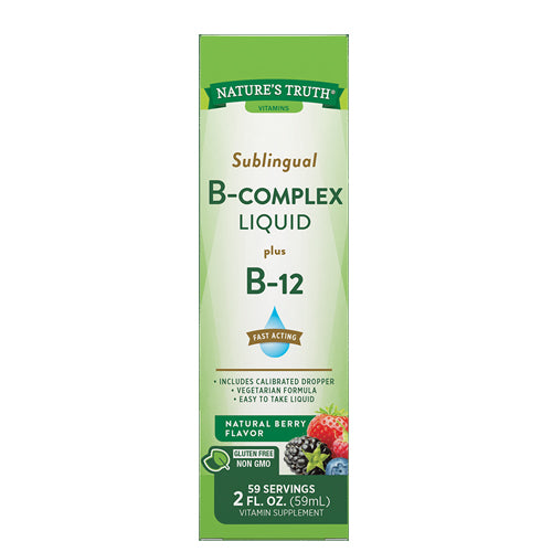 Nature's Truth, Nature's Truth Sublingual B Complex Liquid Plus B-12 Natural Berry Flavor Liquid, 2 Oz