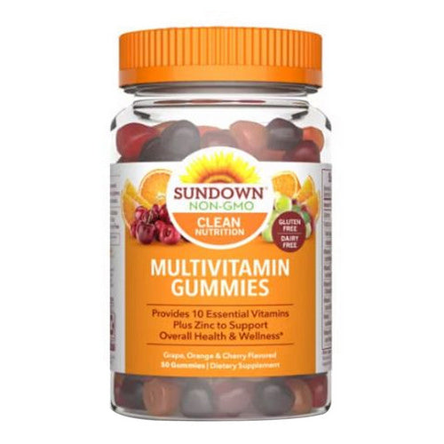 Sundown Naturals, Sundown Naturals Adult Multivitamin with Vitamin D3 Gummies Orange - Cherry and Grape Flavored, 50 Each