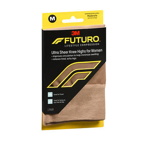 Futuro, Futuro Revitalizing Ultra Sheer Knee Highs for Women Medium Nude Moderate Compression, 1 Each