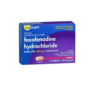 Sunmark, Sunmark 24 Hour Fexofenadine Hydrochloride Tablets, 180 mg 15 Tabs