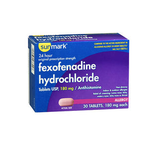 Sunmark, Sunmark 24 Hour Fexofenadine Hydrochloride Tablets, 180 mg 30 Tabs