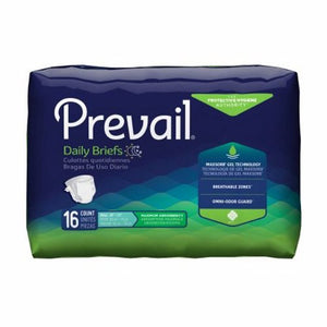 Prevail, Unisex Adult Incontinence Brief Prevail  Tab Closure Small Disposable Heavy Absorbency, 16 Count (Case of 6)