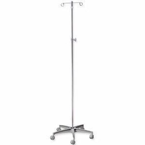 McKesson, IV Stand Floor Stand McKesson 2-Hook 5-Leg, Dual-Wheel Nylon Casters, Cast Aluminum Base, Count of 1