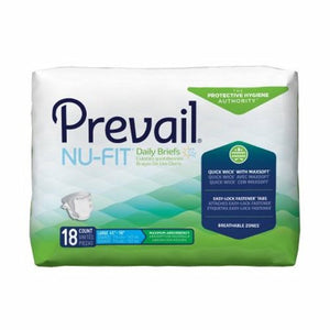 First Quality, Unisex Adult Incontinence Brief Prevail  Nu-Fit  Tab Closure Large Disposable Heavy Absorbency, Case Of 4