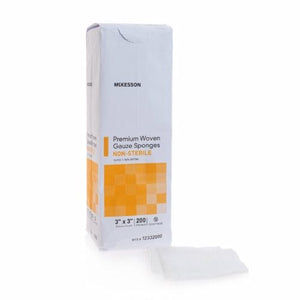 McKesson, Gauze Sponge McKesson Woven Cotton 12-Ply 3 X 3 Inch Square NonSterile, Pack Of 200