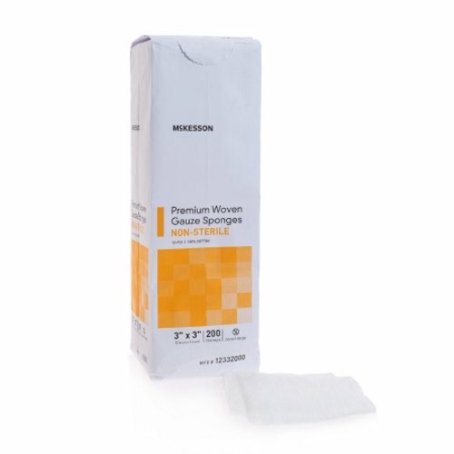 McKesson, Gauze Sponge McKesson Woven Cotton 12-Ply 3 X 3 Inch Square NonSterile, Pack Of 200