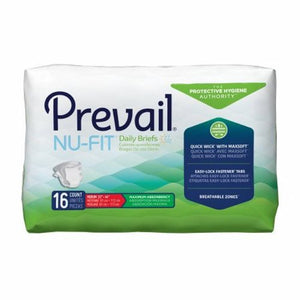 First Quality, Unisex Adult Incontinence Brief Prevail  Nu-Fit  Tab Closure Medium Disposable Heavy Absorbency, Case Of 6