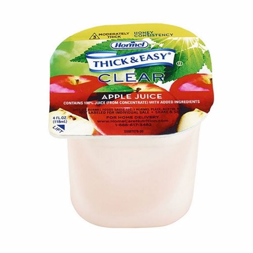 Hormel, Thickened Beverage Thick & Easy  4 oz. Container Portion Cup Apple Juice Flavor Ready to Use Honey C, Count of 24