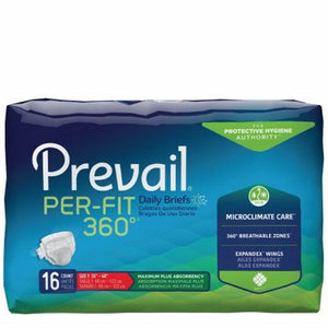 First Quality, Unisex Adult Incontinence Brief Prevail  Per-Fit 360° Tab Closure Medium Disposable Heavy Absorbency, Case Of 6