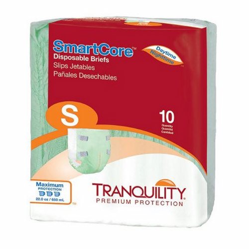 Principle Business Enterprises, Unisex Adult Incontinence Brief Tranquility SmartCore Tab Closure Small Disposable Heavy Absorbency, Pack Of 10