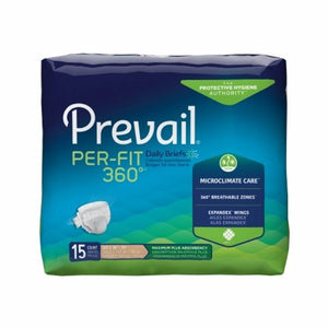 First Quality, Unisex Adult Incontinence Brief Prevail  Per-Fit 360° Tab Closure X-Large Disposable Heavy Absorbenc, Case Of 4