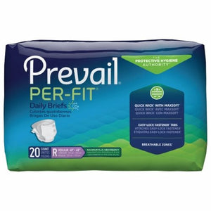 First Quality, Unisex Adult Incontinence Brief Prevail  Per-Fit  Tab Closure Regular Disposable Heavy Absorbency, Case Of 4