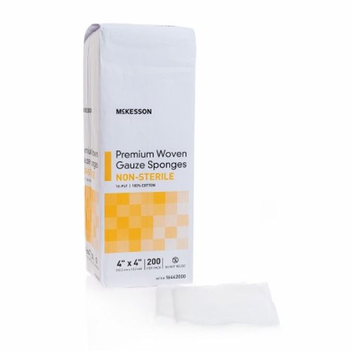 McKesson, Gauze Sponge McKesson Woven Cotton 16-Ply 4 X 4 Inch Square NonSterile, Pack Of 200