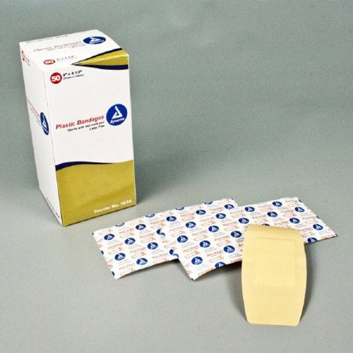 Dynarex, Adhesive Strip Dynarex 2 X 4-1/2 Inch Plastic Rectangle Tan Sterile, Count of 50