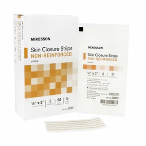 McKesson, Skin Closure Strip McKesson 1/8 X 3 Inch Nonwoven Material Flexible Strip Tan, Box Of 50