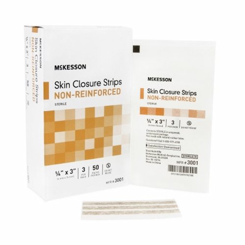 McKesson, Skin Closure Strip McKesson 1/4 X 3 Inch Nonwoven Material Flexible Strip Tan, Box Of 50