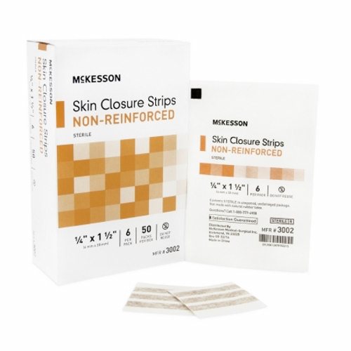 McKesson, Skin Closure Strip McKesson 1/4 X 1-1/2 Inch Nonwoven Material Flexible Strip Tan, Box Of 50