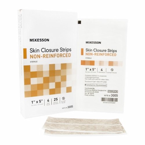 McKesson, Skin Closure Strip McKesson 1 X 5 Inch Nonwoven Material Flexible Strip Tan, Box Of 25