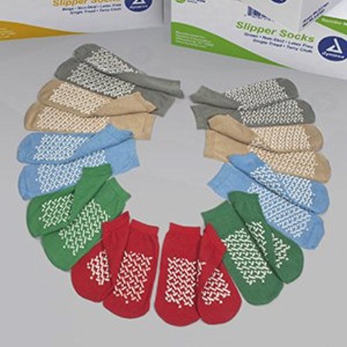 Dynarex, Slipper Socks Soft Sole Large Blue Ankle High, Count of 48