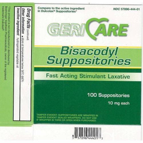 McKesson, Laxative Geri-Care  Suppository 100 per Box 10 mg Strength Bisacodyl USP, Box Of 1