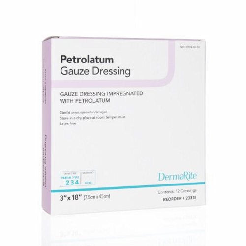 DermaRite, Impregnated Dressing DermaLite 3 X 18 Inch Gauze Petrolatum Sterile, Box Of 12