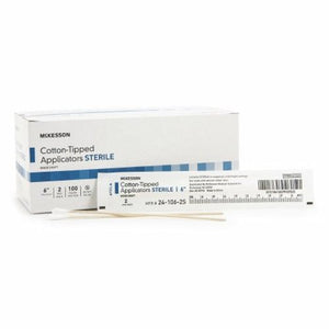 McKesson, Swabstick McKesson Cotton Tip Wood Shaft 6 Inch Sterile 2 Pack, Case Of 10