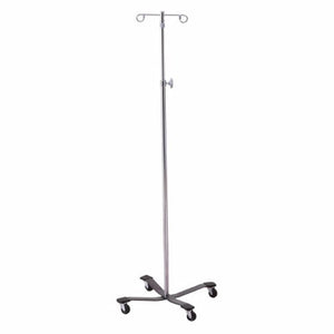 McKesson, IV Stand Floor Stand McKesson 2-Hook 4-Leg, Rubber Wheel, Ball-Bearing Casters, 22 Inch Epoxy-Coated, Count of 1