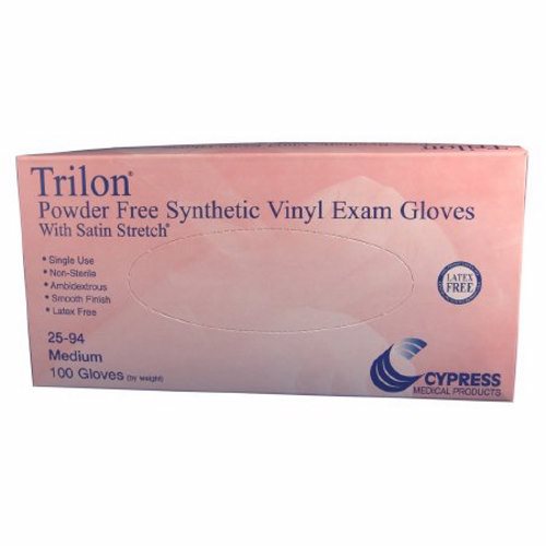 McKesson, Exam Glove Trilon  Medium NonSterile Vinyl Standard Cuff Length Smooth Clear Not Chemo Approved WITH, Case Of 10