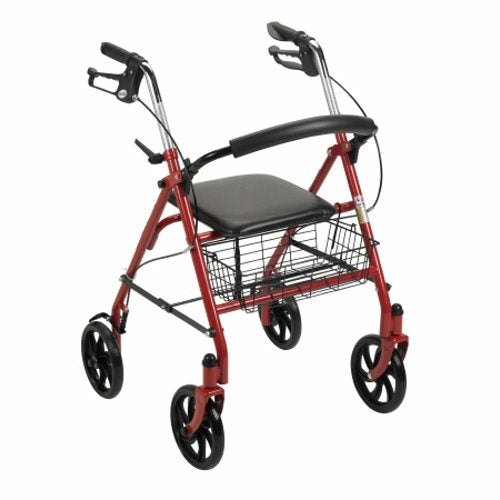 McKesson, 4 Wheel Rollator McKesson Red Folding Steel Frame, Count of 1