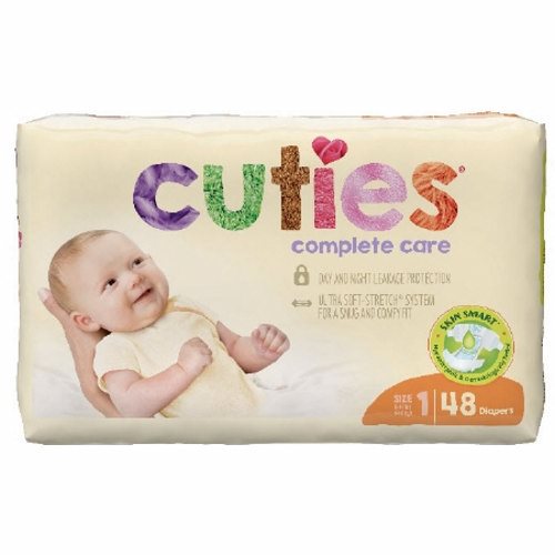 First Quality, Unisex Baby Diaper Cuties  Complete Care Tab Closure Size 1 Disposable Heavy Absorbency, Count of 176