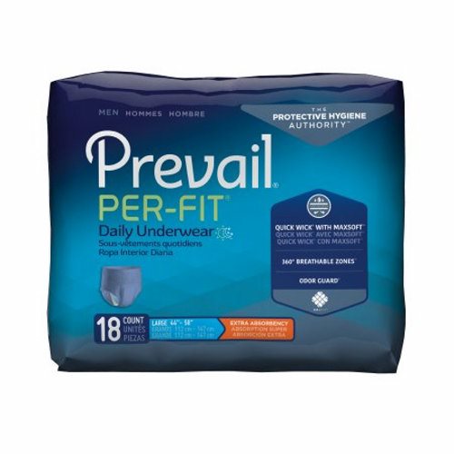 First Quality, Male Adult Absorbent Underwear Prevail  Per-Fit  Men Pull On with Tear Away Seams Large Disposable M, Case Of 4