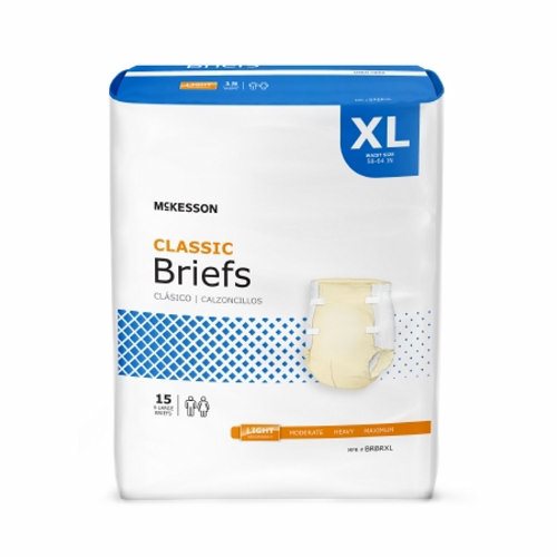 McKesson, Unisex Adult Incontinence Brief McKesson Classic Tab Closure X-Large Disposable Light Absorbency, Count of 15