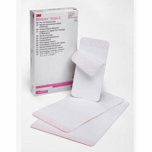 3M, Dressing Retention Tape 3M Medipore Pre-Cut Pad Cloth 3-7/8 X 4-5/8 Inch White NonSterile, Box Of 25