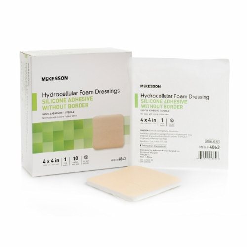 McKesson, Silicone Foam Dressing McKesson 4 X 4 Inch Square Silicone Gel Adhesive without Border Sterile, 1 Sterile